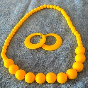 Yellow Beaded Necklace and Earring Set